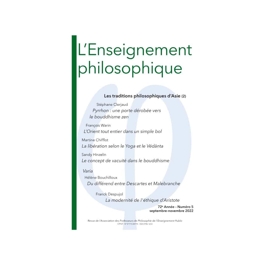 Couverture de la revue L'enseignement philosophique Thématique: l'Orient